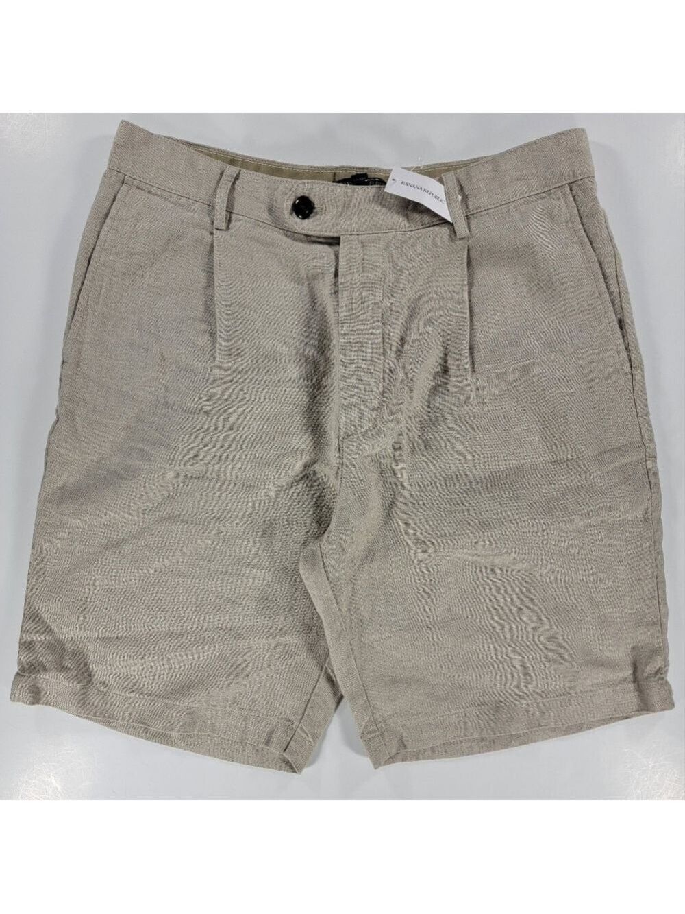 NEW Banana Republic Beige Linen Men 31 Chino Shorts 9" Pleated Casual Relaxed